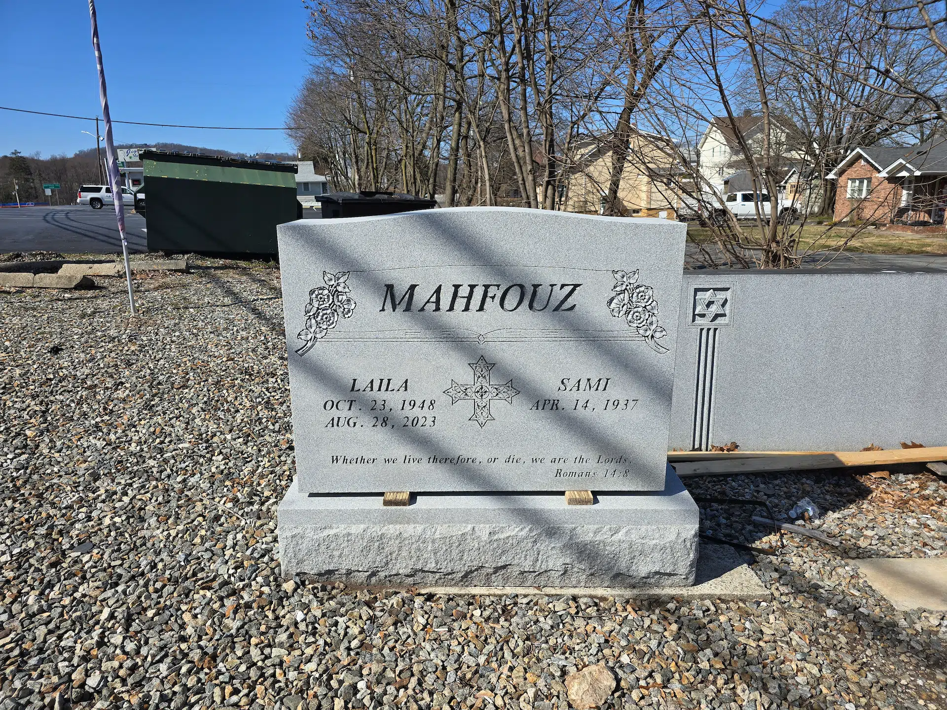 Granite Memorial Bench hand-carved by Cemetery Bench Shop in NJ — image 2