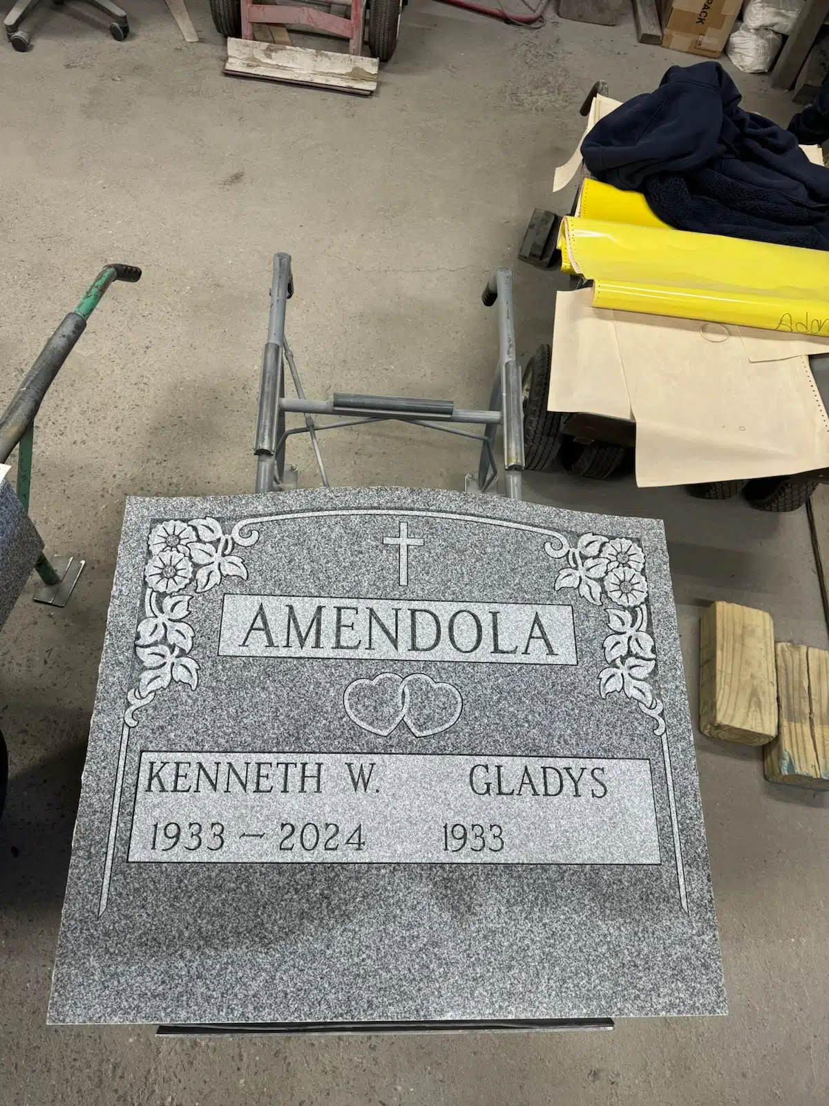 Granite Memorial Bench hand-carved by Cemetery Bench Shop in NJ — image 3