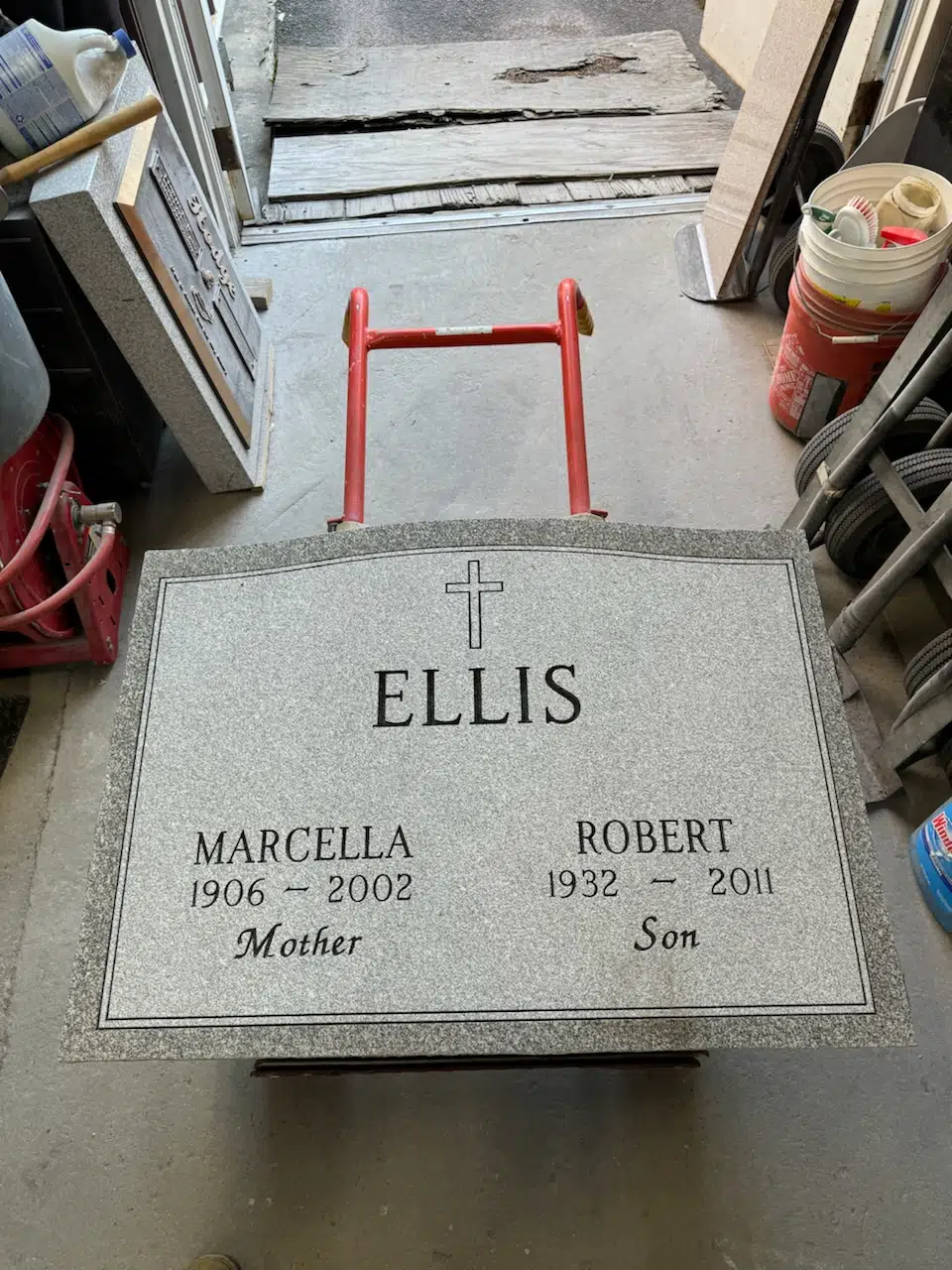 Granite Memorial Bench hand-carved by Cemetery Bench Shop in NJ — image 6