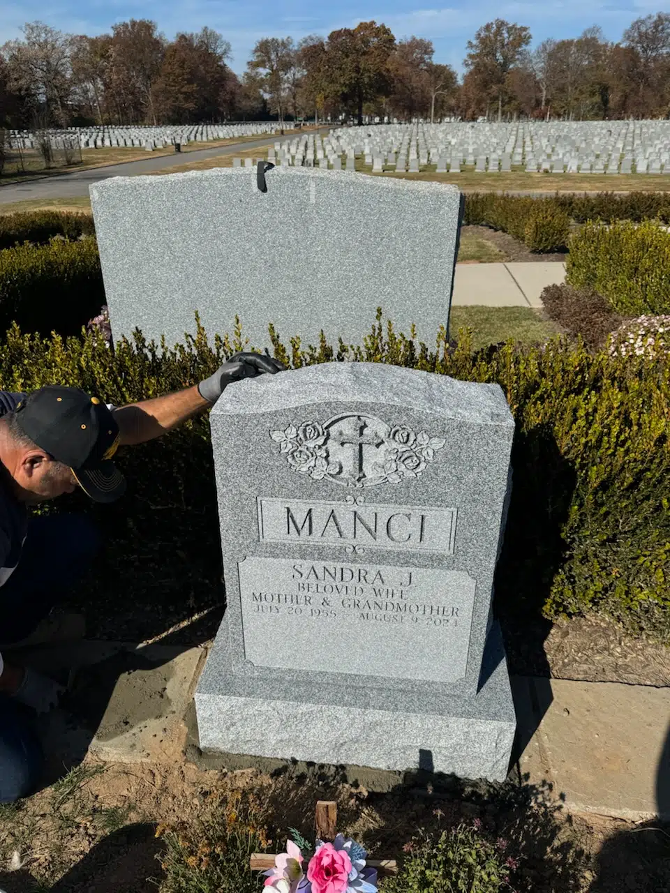 Granite Memorial Bench hand-carved by Cemetery Bench Shop in NJ — image 9
