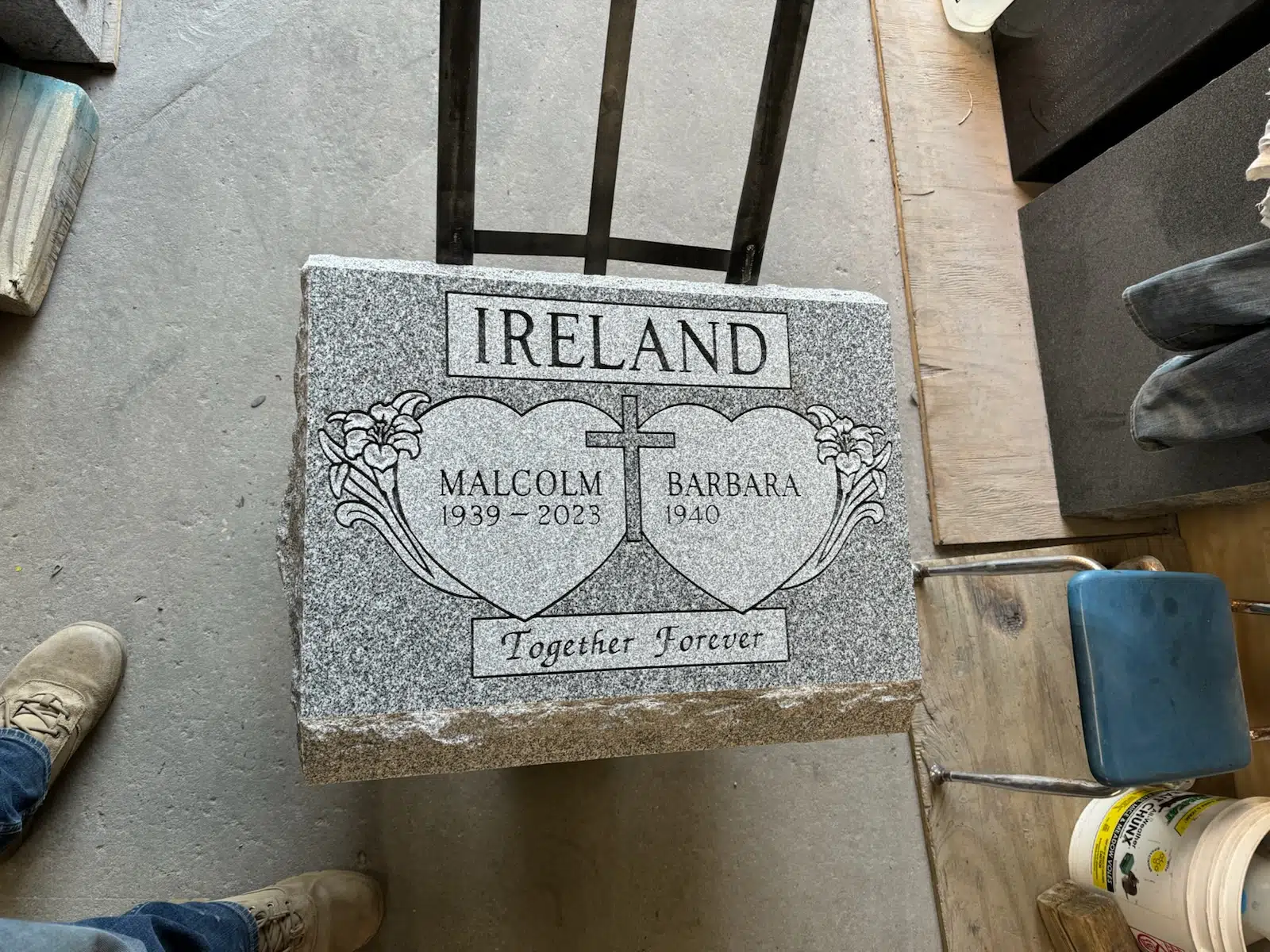 Granite Memorial Bench hand-carved by Cemetery Bench Shop in NJ — image 3